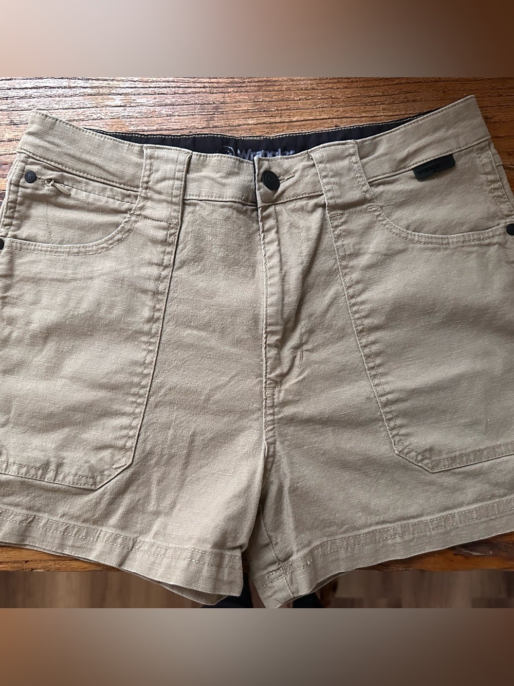 Wrangler Women’s Khaki Flat Front Casual Shorts